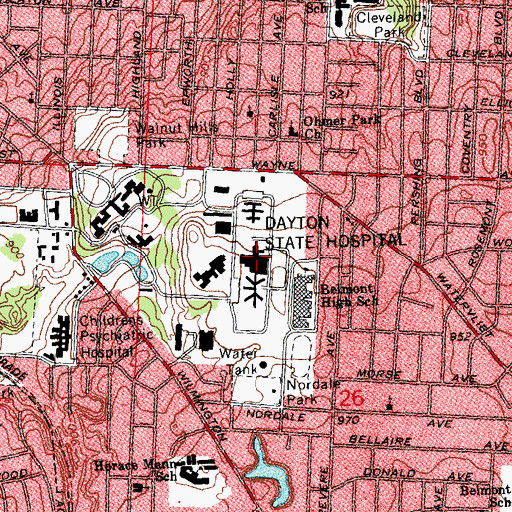 Topographic Map of Access Hospital - Dayton, OH
