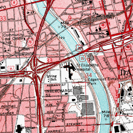 Topographic Map of The Medical Center at Elizabeth Place, OH