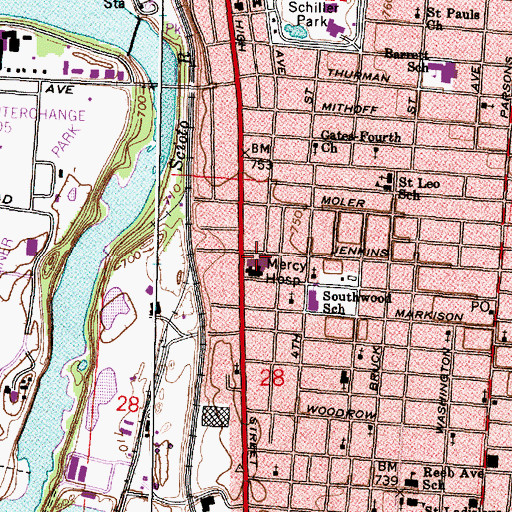 Topographic Map of Regency Hospital - Columbus, OH