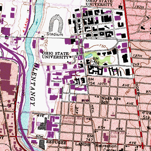 Topographic Map of James Cancer Hospital and Solove Research Institute, OH