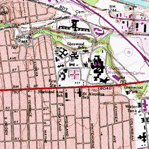 Topographic Map of Twin Valley Behavioral Healthcare, OH