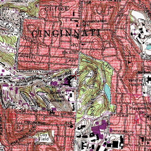 Topographic Map of Select Specialty Hospital - Cincinnati, OH