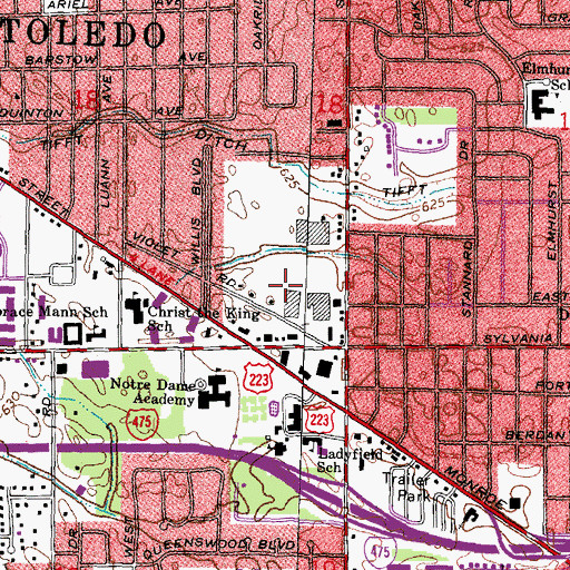Topographic Map of Saint Anne Mercy Hospital, OH