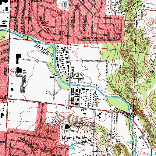 Topographic Map of Kettering Behavioral Hospital, OH