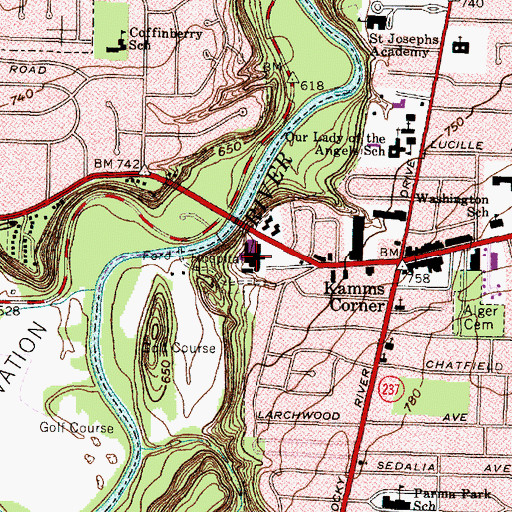 Topographic Map of Grace Hospital Fairview, OH