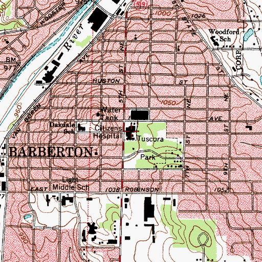 Topographic Map of Summa Barberton Hospital, OH