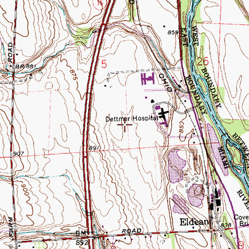 Topographic Map of Upper Valley Medical Center, OH