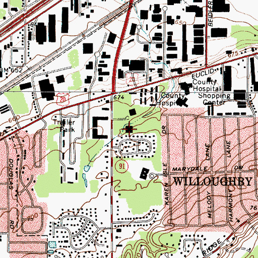 Topographic Map of Kaiser Permanente Willoughby Medical Center, OH
