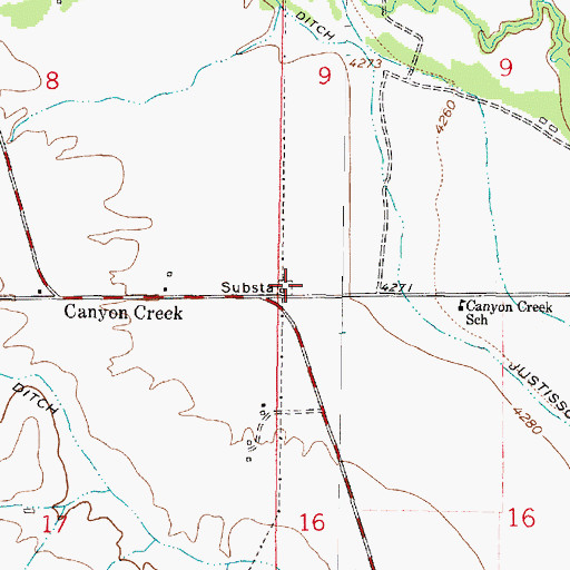 Topographic Map of Canyon Creek Volunteer Fire District, MT
