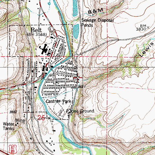 Topographic Map of Belt Rural Fire District, MT