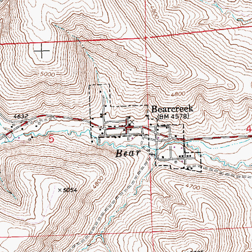 Topographic Map of Bearcreek Volunteer Fire Department, MT