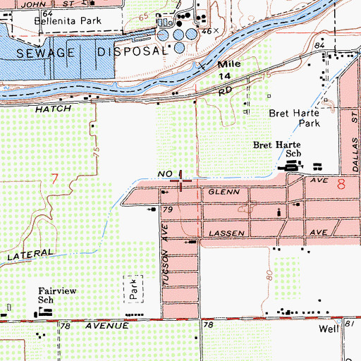 Topographic Map of Lateral Number One, CA