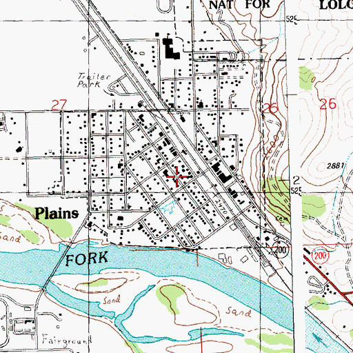 Topographic Map of Plains Police Department, MT