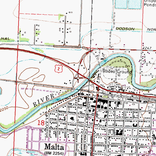 Topographic Map of United States Border Patrol Malta Station, MT