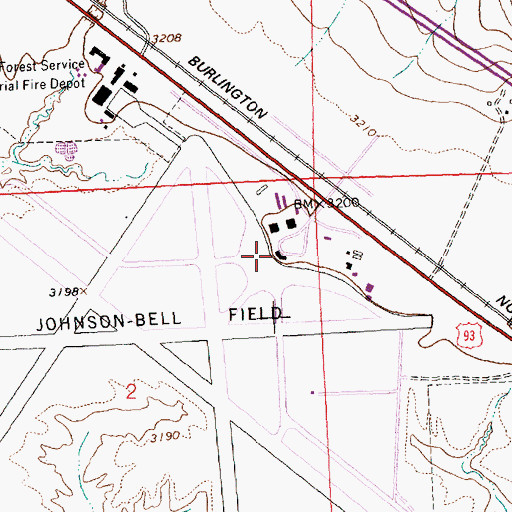 Topographic Map of Missoula International Airport Police, MT