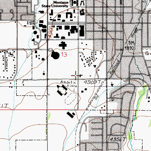 Topographic Map of Montana State University Bozeman Police Department, MT