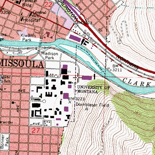 Topographic Map of University of Montana Police Department, MT