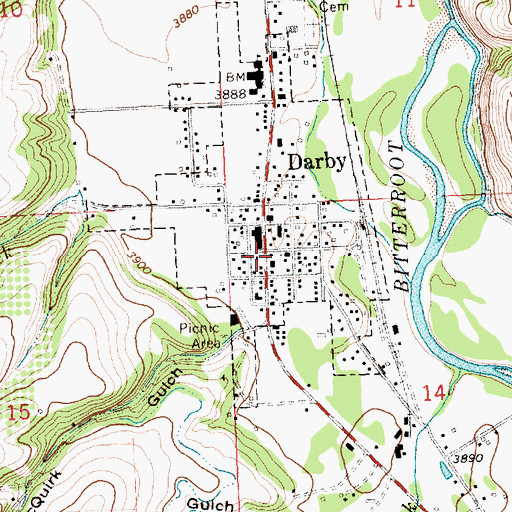 Topographic Map of Darby Police Department, MT