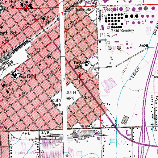 Topographic Map of Montana Highway Patrol District IV Office, MT