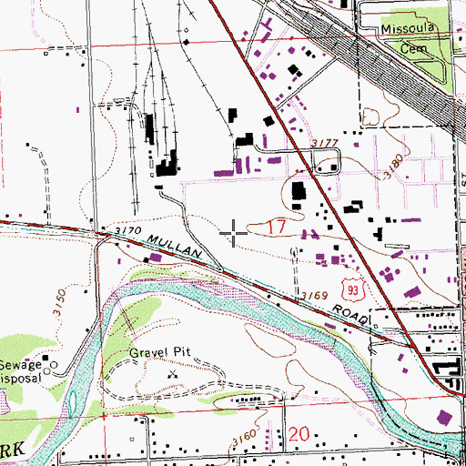 Topographic Map of Montana Highway Patrol District I Office, MT