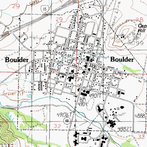 Topographic Map of Boulder Police Department, MT