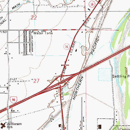 Topographic Map of Montana Highway Patrol District 5 Office, MT