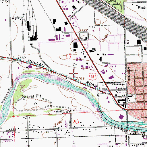 Topographic Map of Missoula County Detention Facility, MT