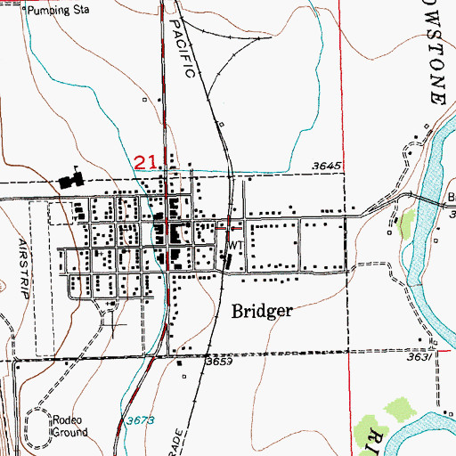 Topographic Map of Bridger Police Department, MT