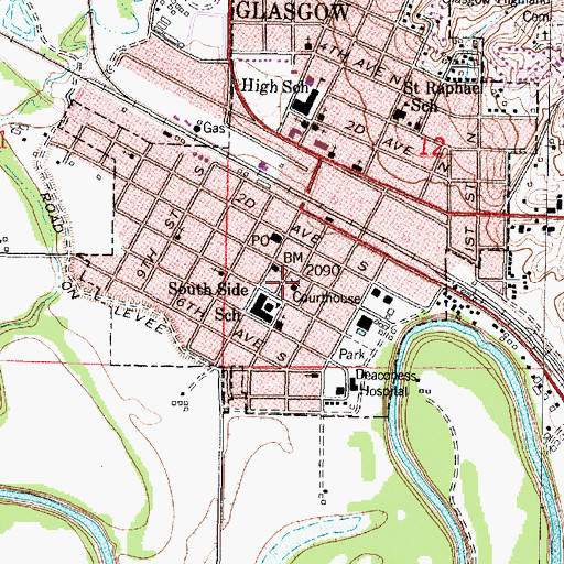 Topographic Map of Valley County Sheriff's Office, MT