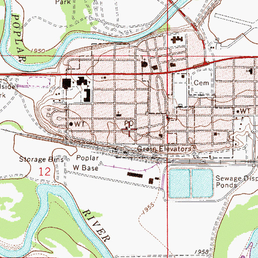 Topographic Map of Roosevelt County Sheriff's Office Substation, MT