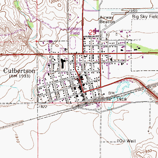 Topographic Map of Roosevelt County Sheriff's Office Substation, MT