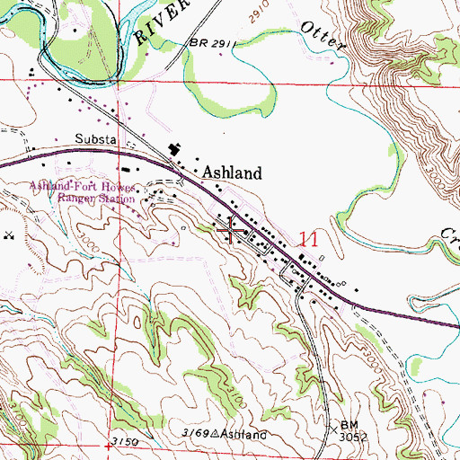 Topographic Map of Rosebud County Sheriff's Office Substation, MT