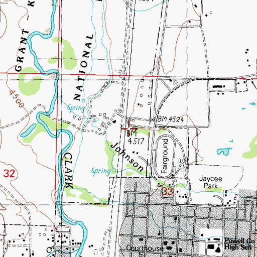 Topographic Map of Beaverhead - Deerlodge National Forest Pintler Ranger District Deer Lodge Work Center, MT