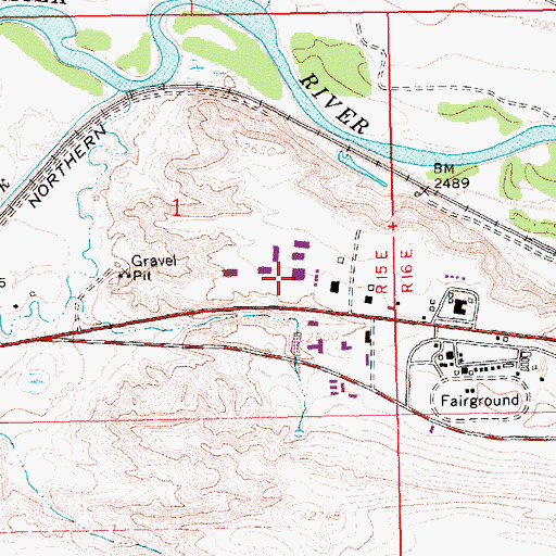 Topographic Map of Montana Fish Wildlife and Parks Havre Area Resource Office, MT