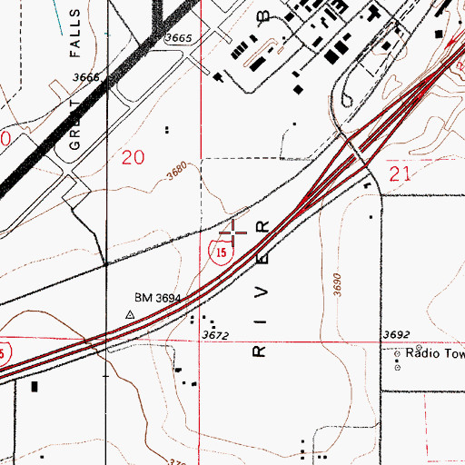 Topographic Map of Cascade County Regional Prison, MT