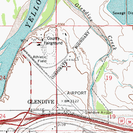 Topographic Map of Dawson County Correctional Facility, MT
