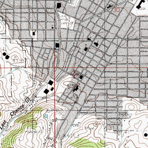Topographic Map of Lewis and Clark County Detention Center, MT