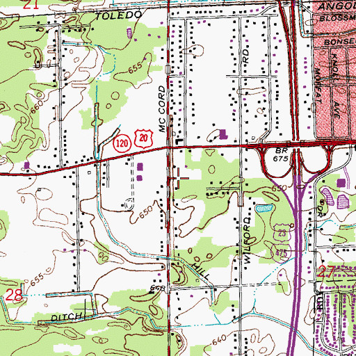 Topographic Map of Sylvania Township Fire Department - Station 2, OH