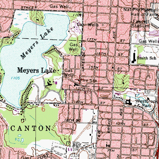 Topographic Map of Canton Township Fire Department Station 3, OH