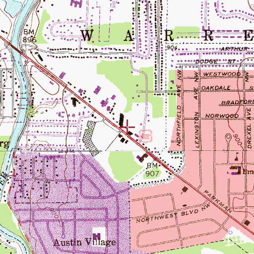 Topographic Map of Warren Fire Department Parkman Road Station, OH