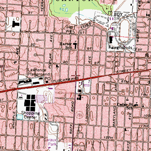 Topographic Map of Canton Fire Department Station 5, OH