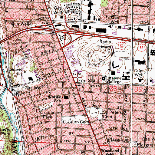 Topographic Map of Canton Fire Department Station 4, OH