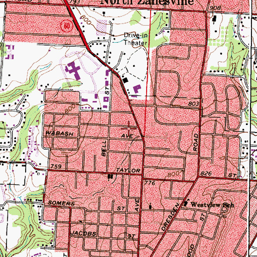 Topographic Map of Zanesville Fire Department Station 3, OH