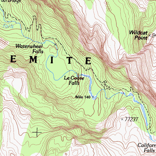 Topographic Map of Le Conte Falls, CA