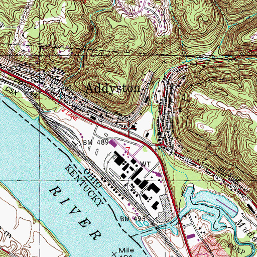 Topographic Map of Ineos Corporation - Addyston Plant Fire Brigade, OH