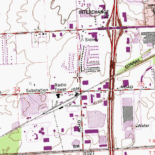 Topographic Map of Sidney Fire and Emergency Services Station 2, OH