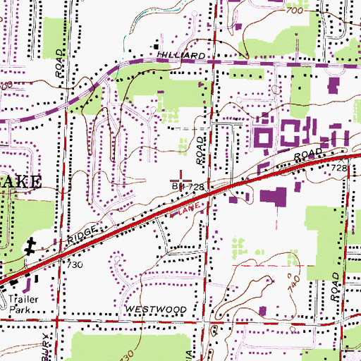 Topographic Map of Westlake Fire Department Station 2, OH