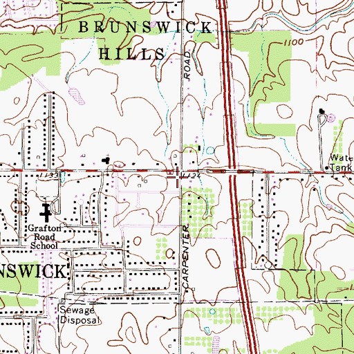Topographic Map of Brunswick Division of Fire Station 2, OH