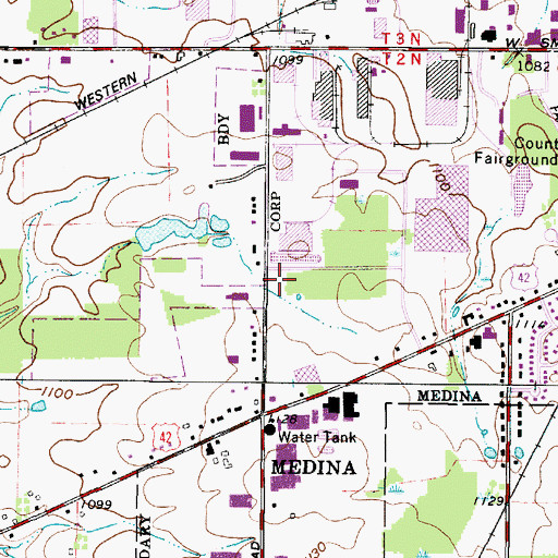 Topographic Map of Medina Fire Department - Station 2, OH