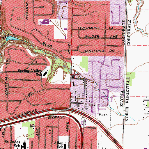 Topographic Map of Elyria Fire Department - Station 4, OH